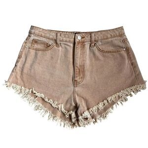 SIMPLE SOCIETY Fringe Hem Denim Shorts Size 31